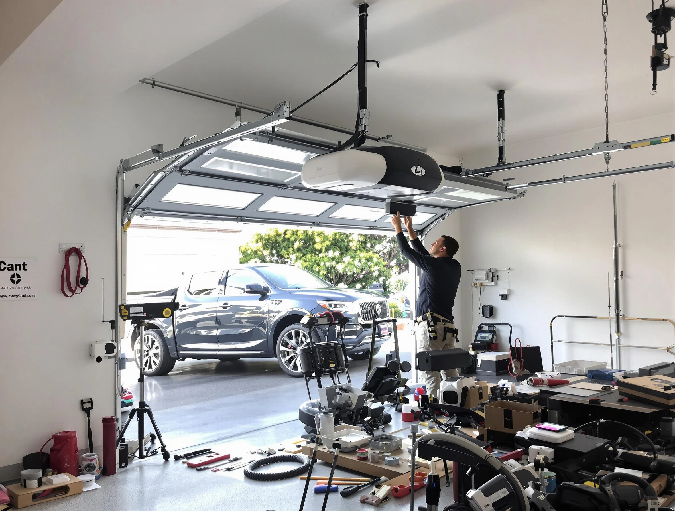 West Point Garage Door Repair specialist installing smart garage door opener system in West Point home